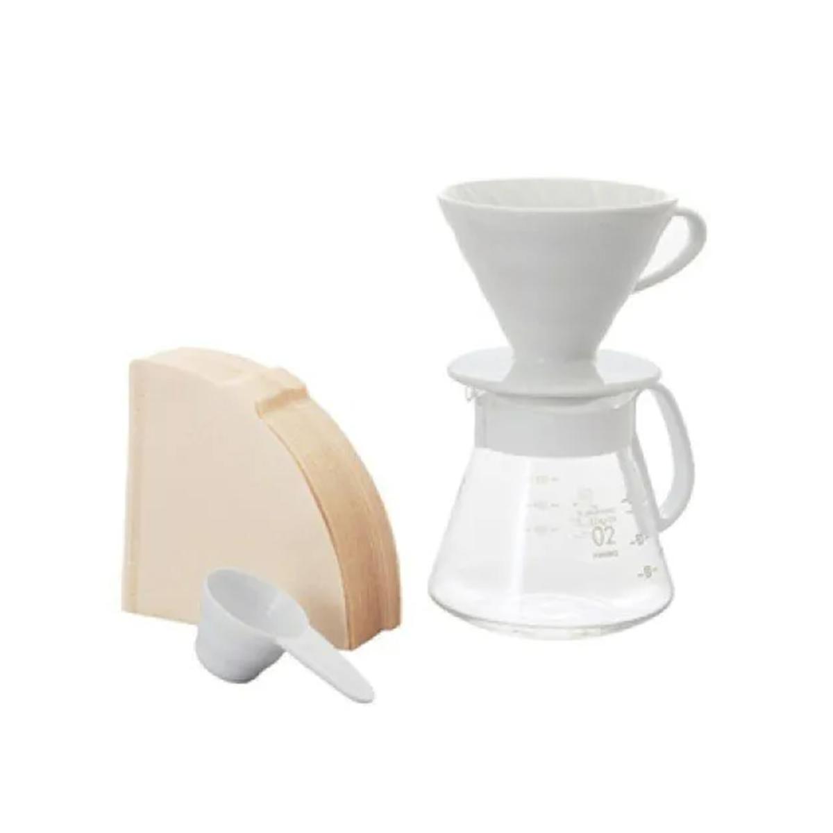 Hario V60 02 Seramik Kahve Demleme Seti “Beyaz”